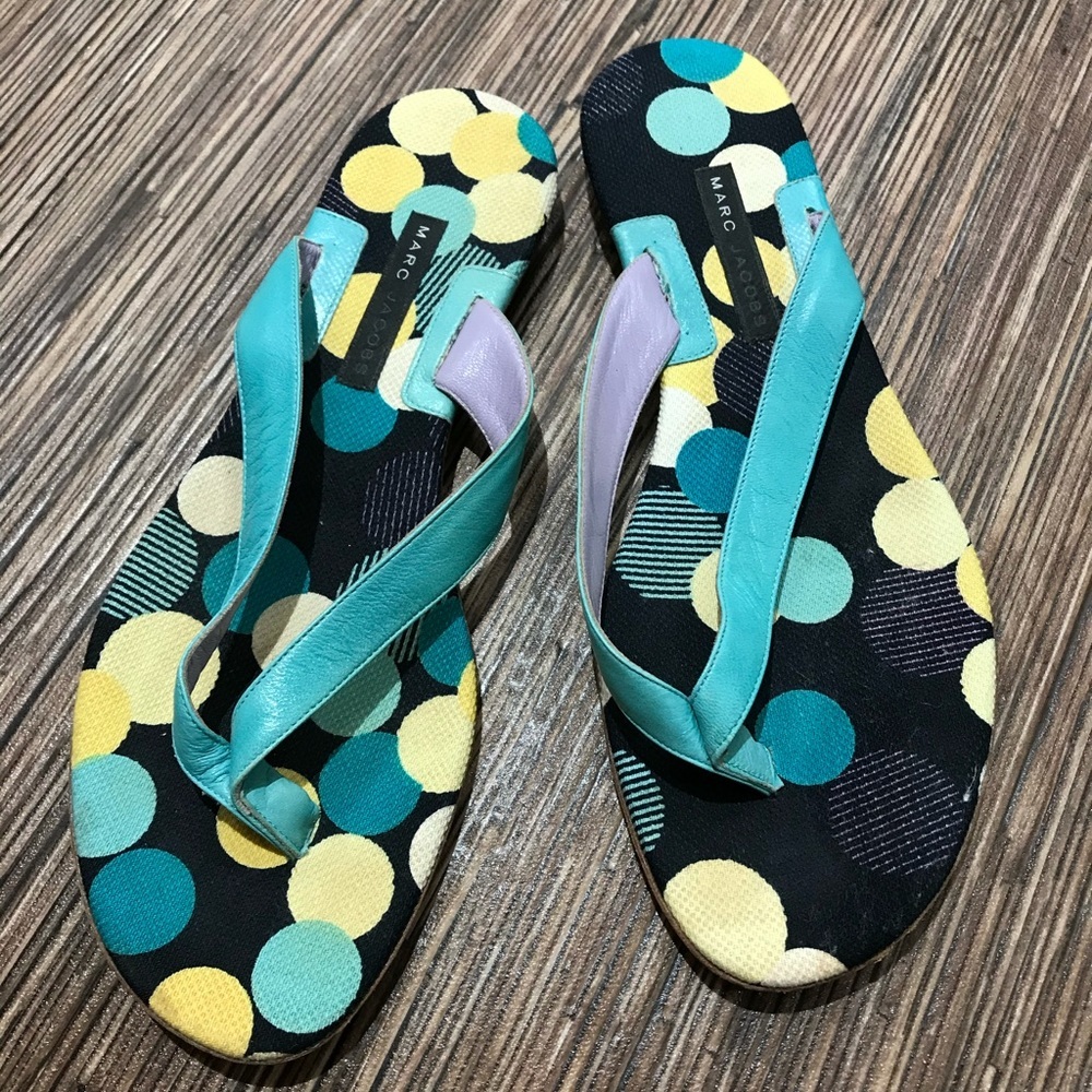 Marc By Marc Jacobs Teal. Blue Teal Thong Sandals Flip Flop Size 7.5 Vero Cuoio